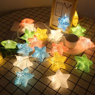 China Colorful LED String New Light Cracked Pointed Decorative Small Star Color String Sky Five Background Wall Night Led Lamp for sale