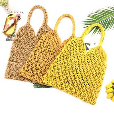 China Handmade Crochet Macrame Lady Bag Handmade Woven Beach Bag for sale