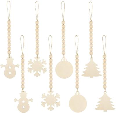 China The Wooden Bead Garland Christamas Decoration 8 PCS Set With Heart Snow Tree Tag adornos de navidad 2022 for sale