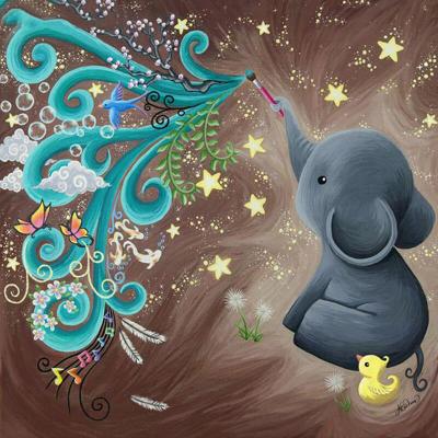 China 30x30cm Cute Eco-friendly Elephant 5D Small Full Drill Diamond Painting By Numbers For Kids And Baby Room Decoration for sale