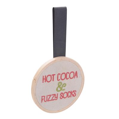 China Simple Customized Printed Hot Cocoa Canvas Embroidery Hoops For Christmas Decor for sale