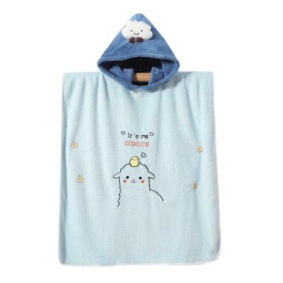 China Newborn bath High Quality Polyester Kids Cartoon Print Beach Towel Poncho Children Bath Towel with Hooded for sale