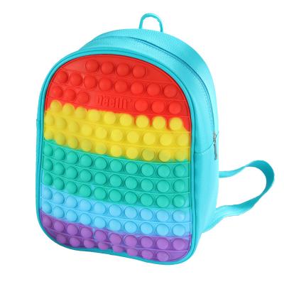 China Waterproof New Fashion Push Bubbles Fidget Toys Printed School Bag Silicone Toddler Pop It Fidget Backpack Children's School Bags for sale