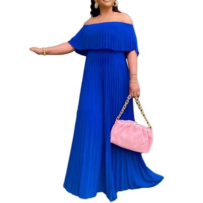 China 2022 Summer New Fashion Washable Sexy Off The Shoulder Wrapped Breast Pleated Party Dress For European And American Women Guangzhou for sale