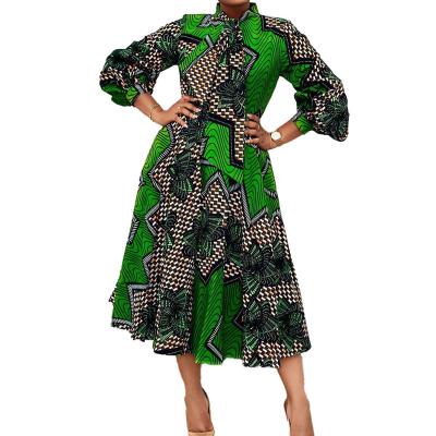 China 2022 women's autumn and winter fashion temperament copy washable the new lace up African large size dress high waist swing dress for sale