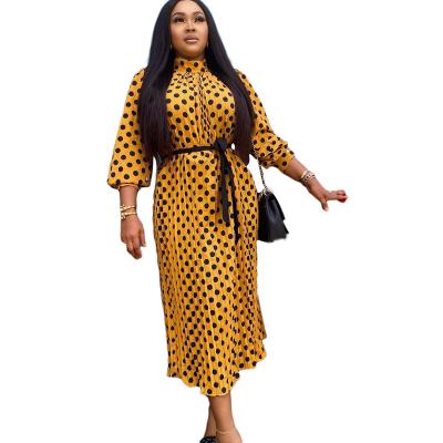 China 2022 Autumn New Women's Dot Length Fashion Elegant Wide Pleated Loose Washable Tailored Dress for sale