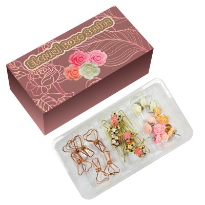 China Home Our Rose Series Assorted Fresh High Quality Eternal Clips And Pins In Storage Stationery Set for sale