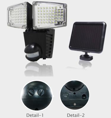 China Garden Wholesale Motion Led Lights Plastic Dual Head 100LED High Quality Solar Motion Led Lights for sale