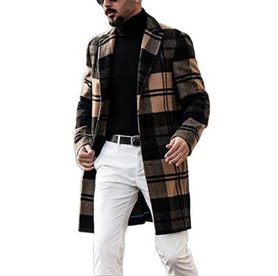 China Custom Men's Knitted Wool Coat Polyester Fleece Jacket Men Winter Jacket Windproof Logo Plaid Coat for sale