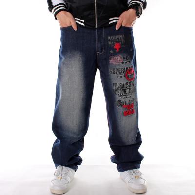 China Fashion QUICK DRY European American jeans plus size hip hop men's clothing Hip Hop embroidery skateboard loose water-washing casual pants for sale