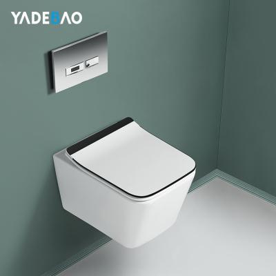 China Double-flush Modern Ceramic Bathroom Wall Mounted P-trap One Piece WC Toilet Bowl for sale