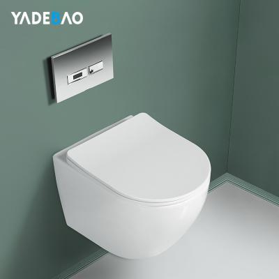 China High Quality Double-flow Bathroom Ceramic Wall Hung Toilet Rimless Wc For European Hotel for sale