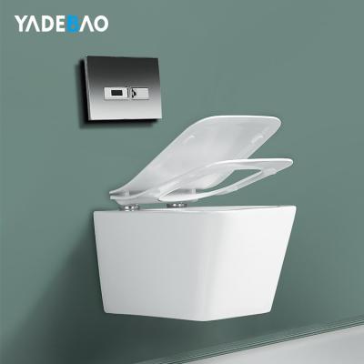 China New Style Modern Square Ceramic Double-Flow P-Trap Wall Mounted Bathroom WC One Piece Toilet Bowl for sale