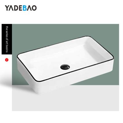 China Modern High End Decoration Rectangular Art Basins Bathroom Sink Porcelain White Art Sink for sale