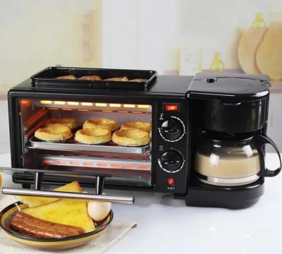 China 3 in 1 multifunctional breakfast making machine with toast oven, coffee pot, frying pan 490*255*240mm for sale