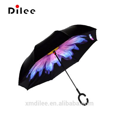 China Minimalist Fashion All Style Reversible Full Color Printing Fiberglass Reverse Inverted Umbrella for sale