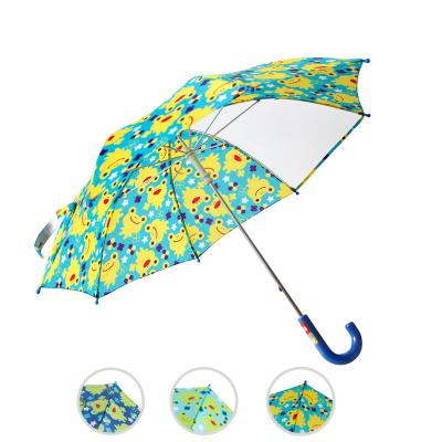 China Luxury Stick Cut Cartoon Morden Small Kids Umbrella Colorful Print Umbrella for sale