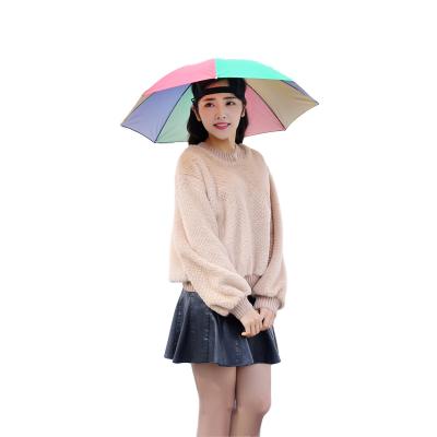 China Manual Open Rain Proof UV Protection Head Umbrella Hat Fishing Umbrella Wear Umbrella for sale