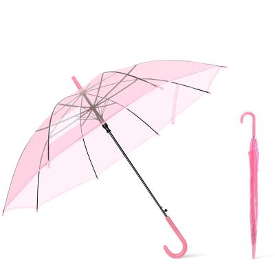 China Custom Colorful Clear Clear Transparent Windproof Adult Minimalist PVC POE Umbrella Wholesale for sale