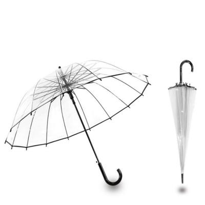 China Wholesale Minimalist 16k LOGO PVC 16 Bones Straight Dome Clear Clear Custom Umbrella Transparent Custom Umbrella for sale