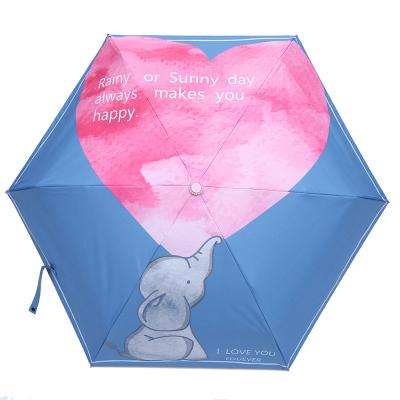 China Minimalist Cute Elephant Black Coating UV Protection Automatic Close Folding Umbrella Elephant Umbrella for sale