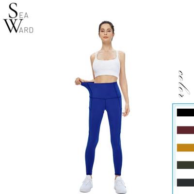 China Breathable High Leggings Capri, Side Pockets, 4 Way Stretch Tummy Waisted Workout Yoga Control Shaping Legging Ready To Ship Basic Color for sale