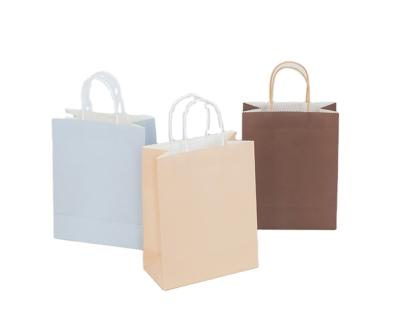 China 100% Waterproof Brown Kraft Paper Grocery Bag Gift Wrapping Paper Shopping Bags With Handle Custom Shopping Paper Bag With Logo for sale