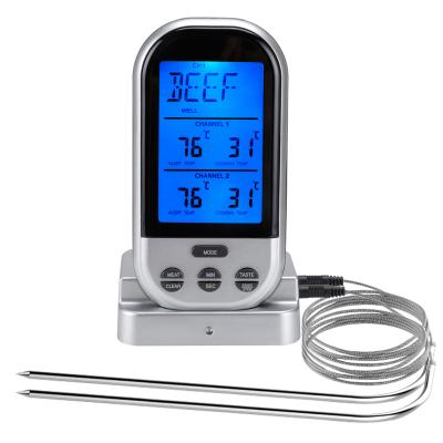 China Hot Selling Kitchen Thermometers 2021 New Design Oven Food 2 Probes Digital Food Barbecue Meat Thermometer en venta