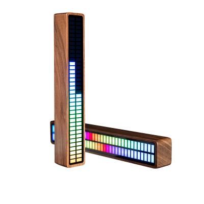 China 2pcs RGB Voice-activated Pickup Modern Rhythm Black Walnut Array Dual Light App Control Led Rhythm Recognition RGB Light Audio à venda