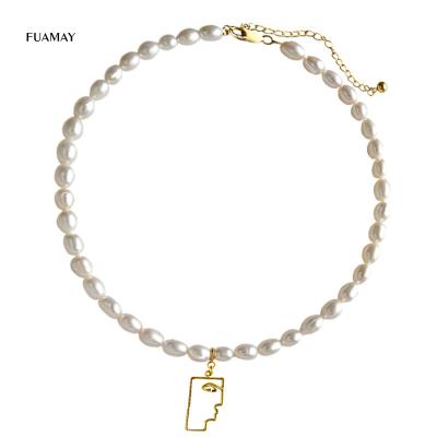 China CLASSIC 925 Silver 18K Gold Pearl Necklace FUAMAY Pearl Necklace Freshwater Pearl Necklace Jewelry For Women for sale