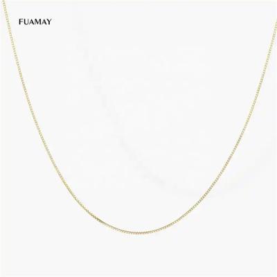 China BOHEMIA FUAMAY Silver Adjustable Box Chain Necklaces 925 Silk Long For Woman Minimalist Gold Plated Chain Necklace for sale