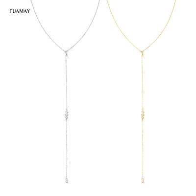 China FUAMAY Wholesale CLASSIC 18K Gold Long Lasso Necklace Y Lasso Drop Necklace Wife Gift for sale