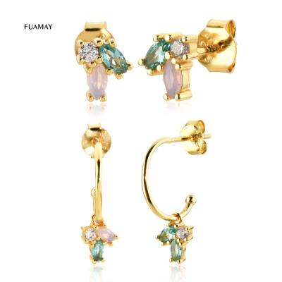 China FUAMAY CLASSICS chroma Tiny Opal Diamond Cluster Earrings African Zircon Stud Earrings Cut Out Earring Sets for sale