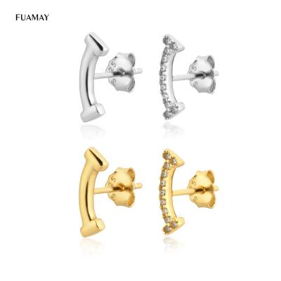 China FUAMAY Sterling Silver Diamond Stud Earrings Human Face Casual/Sporty Smile Earrings For Girl Earings Studs for sale