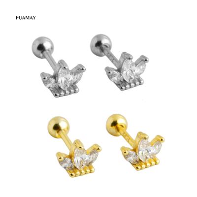 China FUAMAY CLASSIQUE Woman Marquise Queen Princess Crown Earrings Studs Gold Plated Earrings for sale