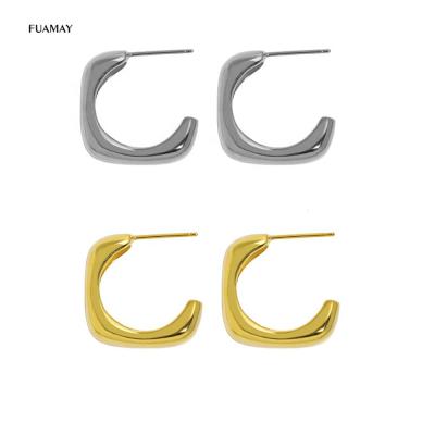 China FUAMAY S925 Square Circle Earrings CLASSIC Silver Geometric 18k Gold Plated Circle Square Earrings Earings For Women 2021 for sale