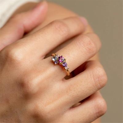 China CZ Zirconia Micro Pave Rings FUAMAY 2021 Margot Cluster Diamond Band Rings Fashionable Tasty Colorful Gold Rings Woman Ladies Rings For Women for sale