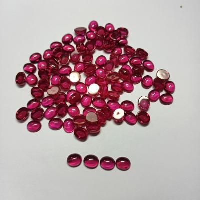 China Jewelry Making High Quality Synthetic #5 Ruby Stones Oval Cabochon Face Flat Bottom Corundum Loose Gemstones Ruby Gems for sale