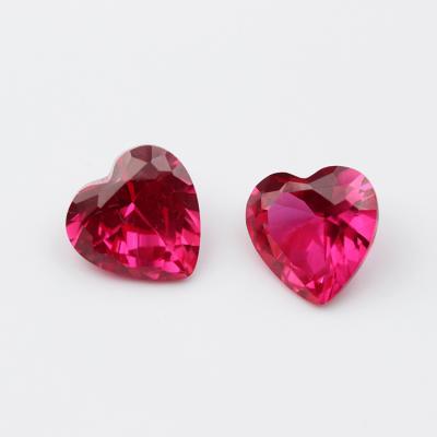 China Jewelry Making Excellent Cut Heart Shape 7x7mm Loose Gemstones Red Synthetic Ruby Stones #5 Corundum Jewelry for sale