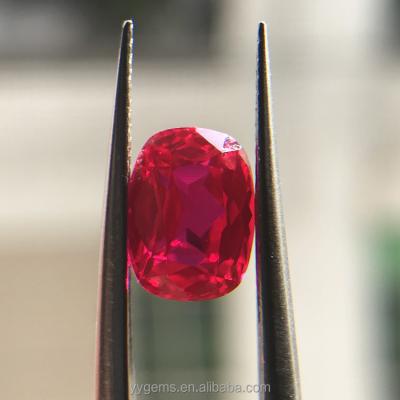 China Jewelry Making High Quality Excellent Cut 5*7mm-9*11mm Cushion Shape Corundum Loose Stones Lab Grow Fine Jewelry Red Gemstones for sale