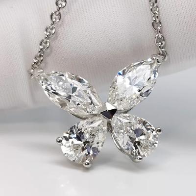 China Elegant Style Romantic Butterfly Shape 4Pcs Moissanite Diamond Combination 14k Gold Women Necklace Moissanite Jewelry for sale