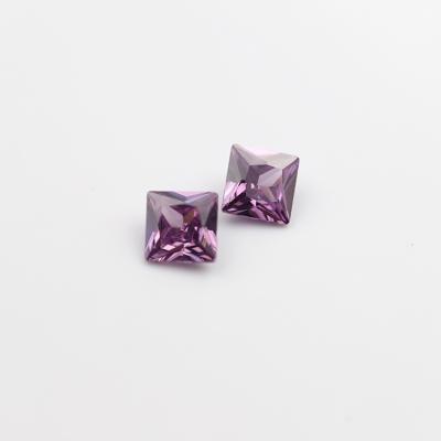 China Jewelry Making Hot Selling Synthetic Purple CZ Square Cubic Zirconia Stone 3*3mm-10*10mm Colorful Zircon Fashion Jewelry for sale