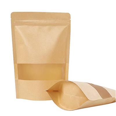 China Recyclable White Spot Stand Up Dry Pouch Kraft Paper Food Coffee Nuts Snacks Packaging Bag for sale