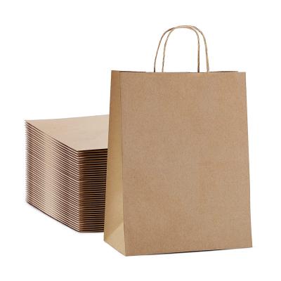 China 100PCS Brown Recyclable Glossy Craft BagsTake Away Paper Food Bag Party Paper Gift Bag for sale