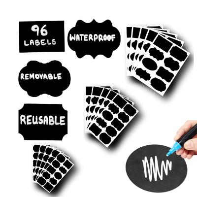 China Waterproof In The Current Fancy Sticker Blackboard Home Office Reusable Waterproof Chalkboard Stickers For Mason Glass Jars for sale