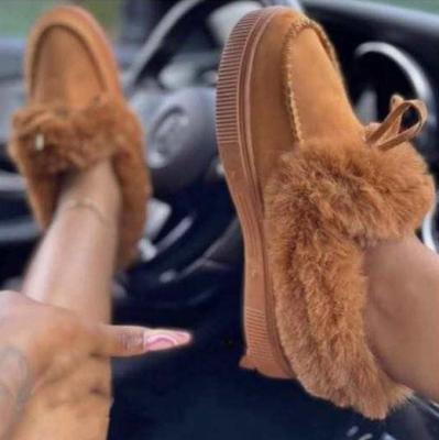 China FREE SHIPPING Warm Round Toe Casual Fashion Flat Winter Plush Fur Suede Round Toe Drop Shipping Sneaker Women for sale