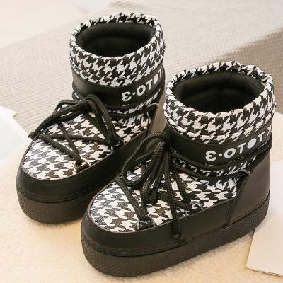 China Thermal Drop Shipping Fashion Black Outdoor Winter Fur Knee Boots Women Waterproof Children Kids Snow Boots Shoes for sale