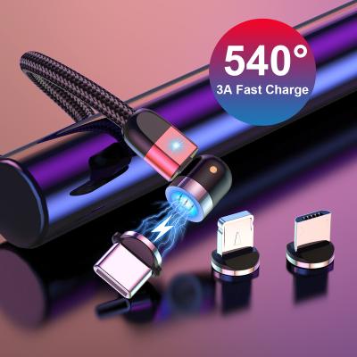 China MP3/MP4 Player 540 Degree Magnetic Cable 3 In 1 1M Flexible For Micro OS/I/C Type Cell Phone Charing Led Magnetic USB Cable for sale