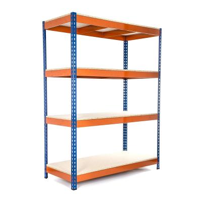 China Sustainable Steel 4-Tier Boltless Metal Shelf Shelving Rack With 400-600 Kg Capacity for sale