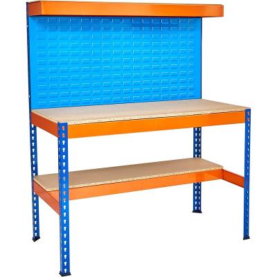 China Sustainable Tool Bench Workbench - 3 Shelves with Heavy Duty 400kg Capacity - Blue/Orange for sale